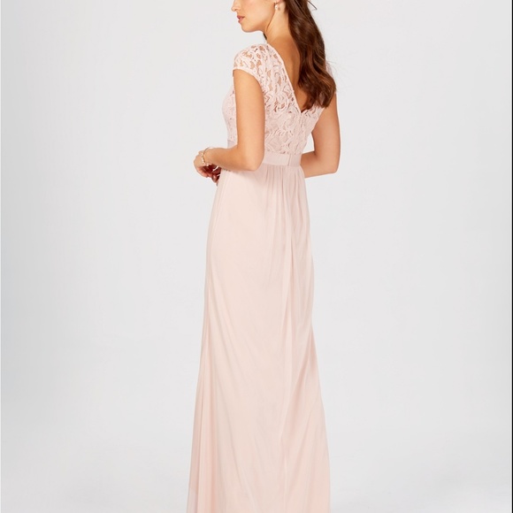 Adrianna Papell Lace Illusion Gown Almond - Picture 3 of 3